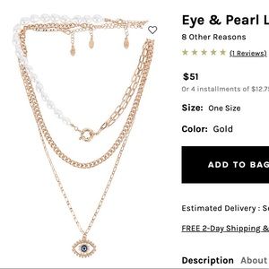 Eye and pearl layered necklace